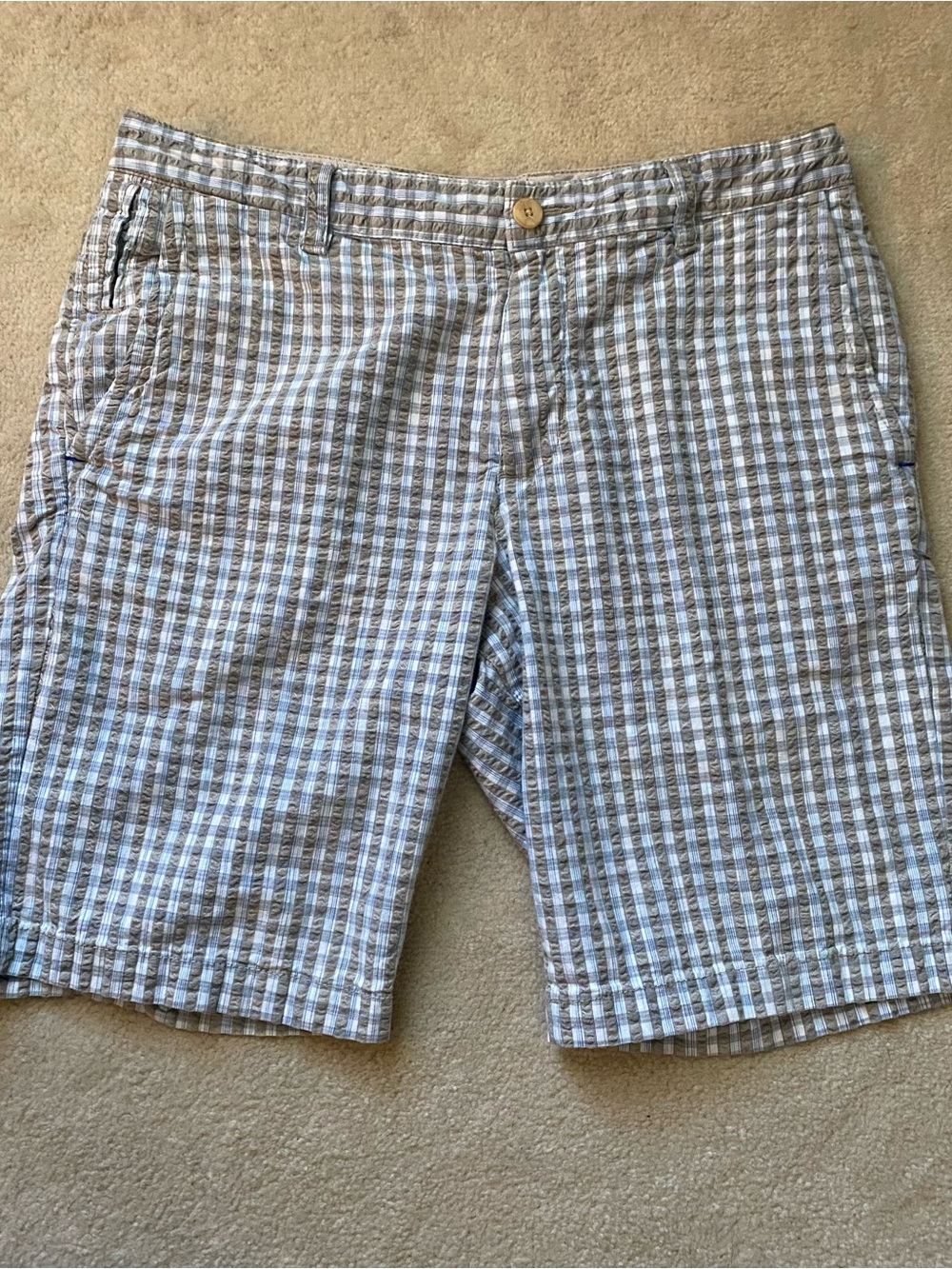 Tommy Bahama Seersucker Shorts Men's 32 Plaid 10" Cotton Chino Casual Preppy